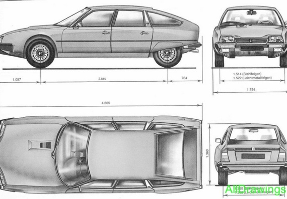 Citroen CX (1974) (Cитроен CX (1974)) - чертежи (рисунки) автомобиля